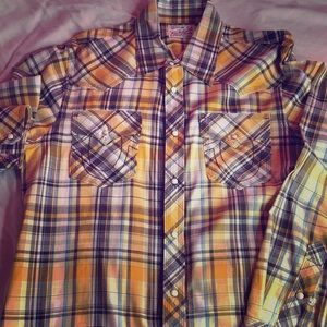 True Religion Yellow Plaid Shirt